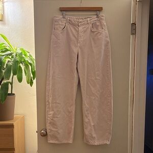 Zara Light Tan Wide Leg Barrel Pants